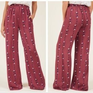 ModCloth Eugene Floral Wide Leg Palazzo Pants in Berry